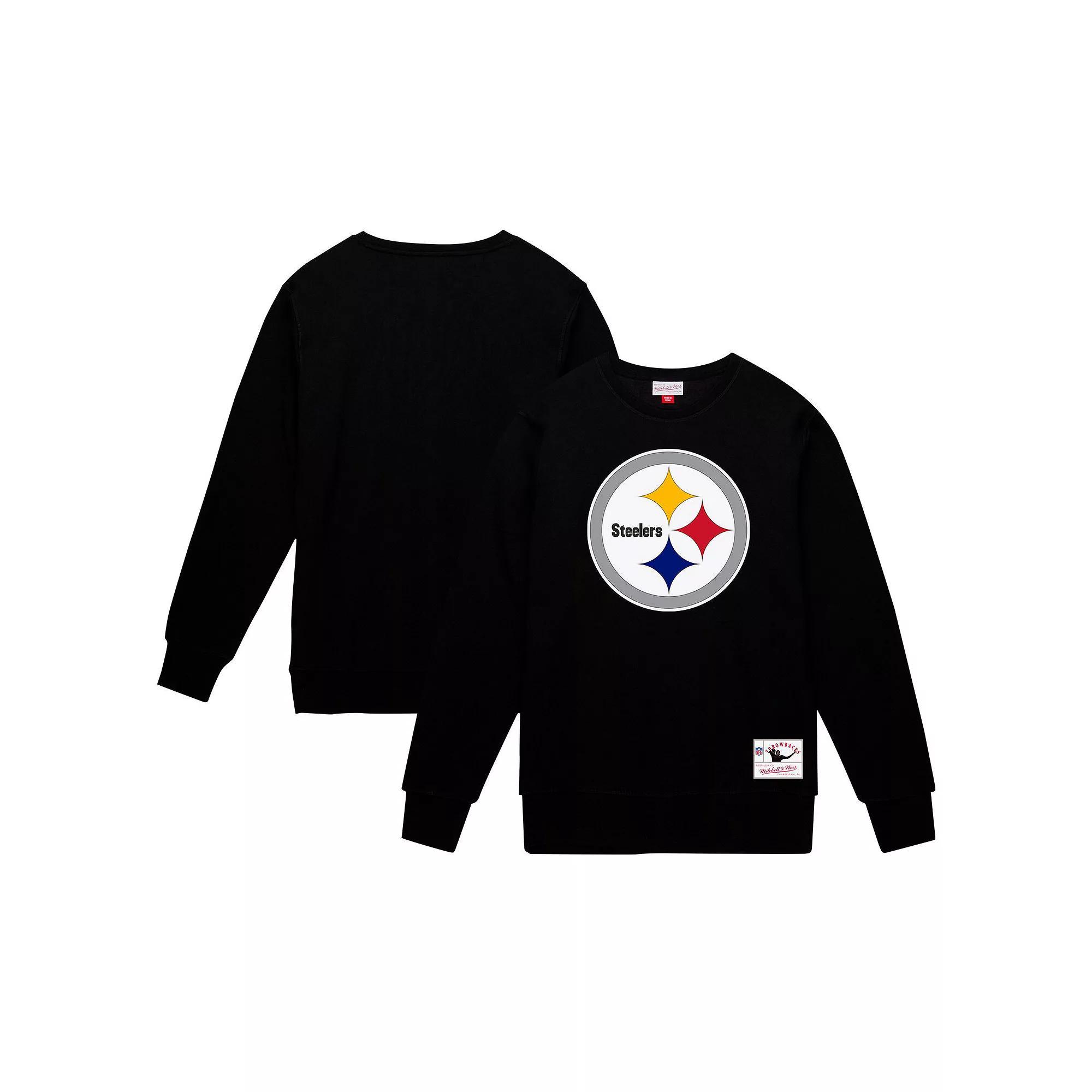 Men's Mitchell & Ness Black Pittsburgh Steelers Basic Fleece Pullover Sweatshirt, Size: Large Product Image