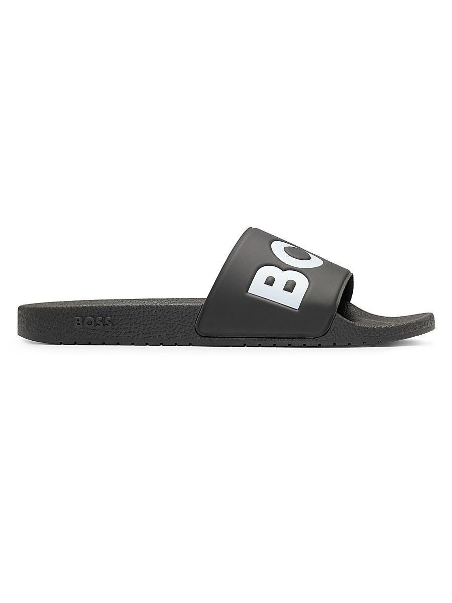Mens Italian-Made Slides with Large Logo Detail Product Image