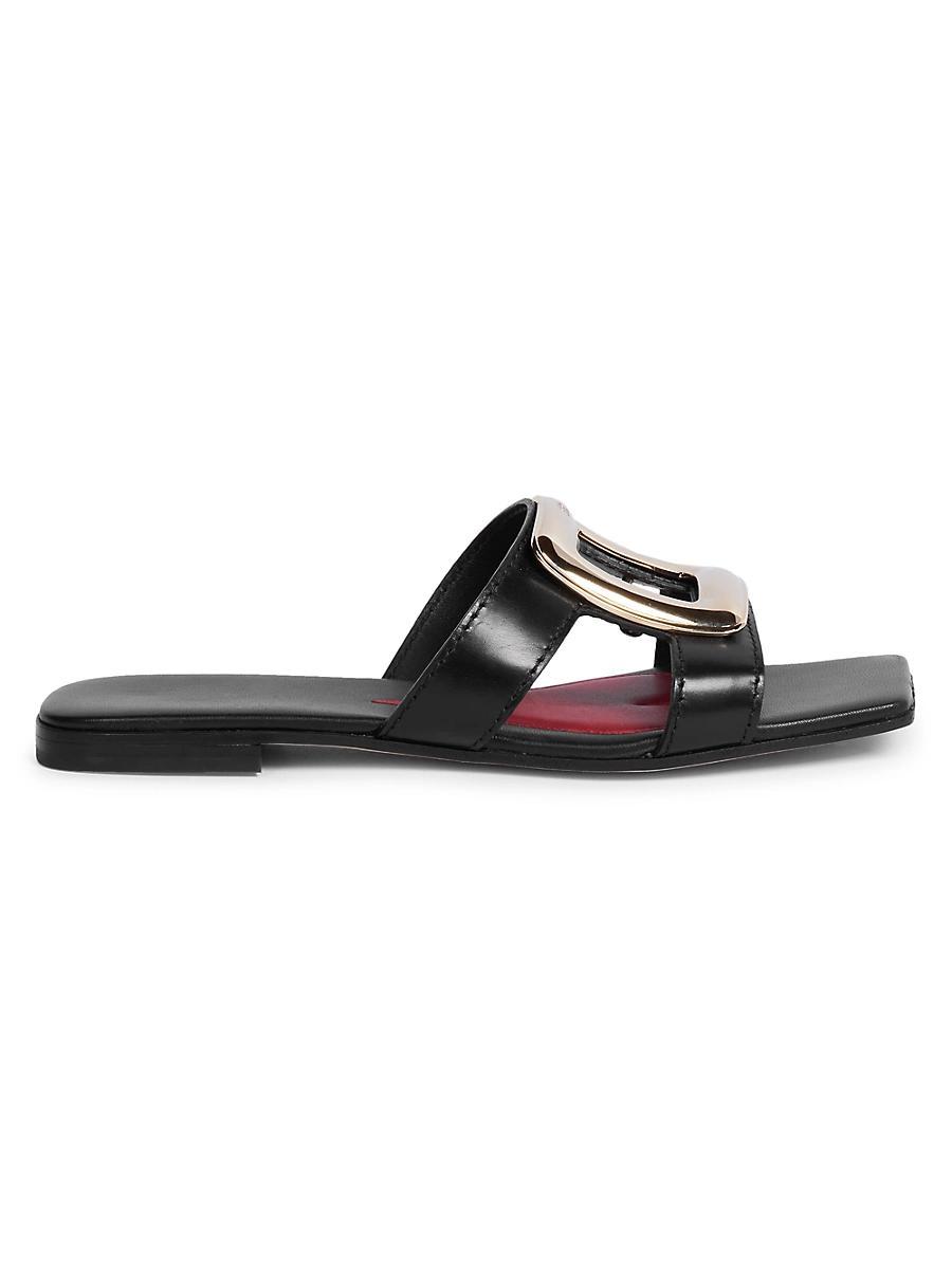 Womens New Metal Buckle Leather Sandals Product Image