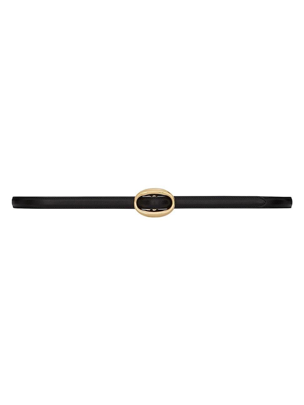 Womens Oval Buckle Thin Belt in Smooth Leather Product Image