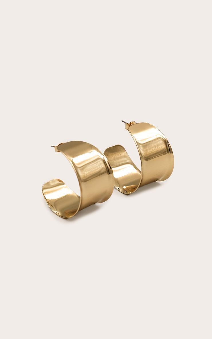 Gold Smooth Scooped Hoop Earrings Product Image