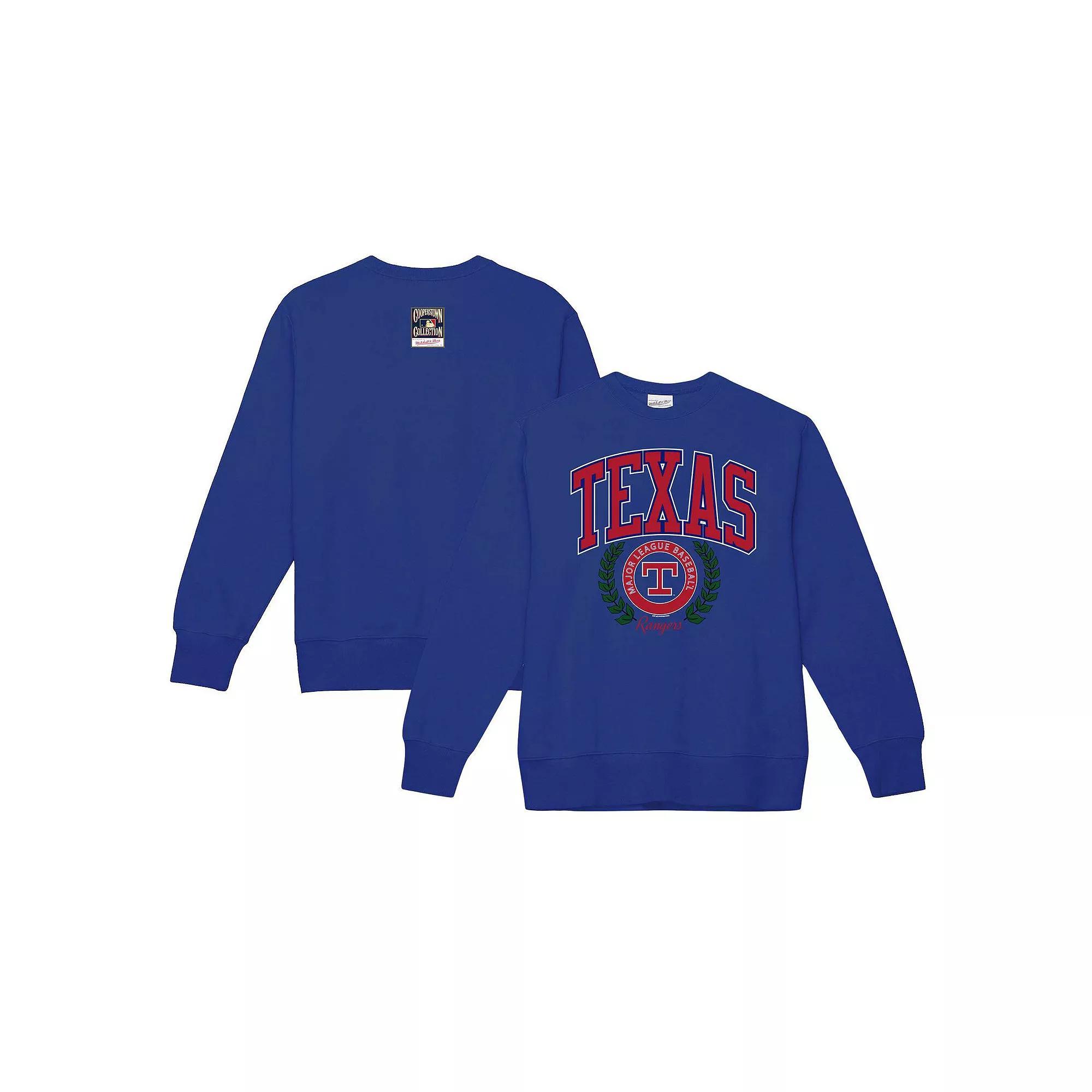 Women's Mitchell & Ness Royal Texas Rangers Cooperstown Collection Logo Pullover Sweatshirt, Size: XS, Blue Product Image