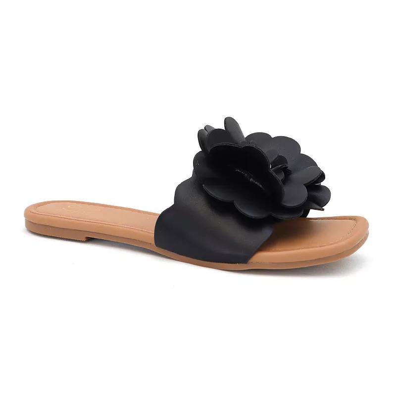 Yoki Essie Women's Denim Checkered Stone & Fringe Sandals, Size: 6.5, Black Product Image