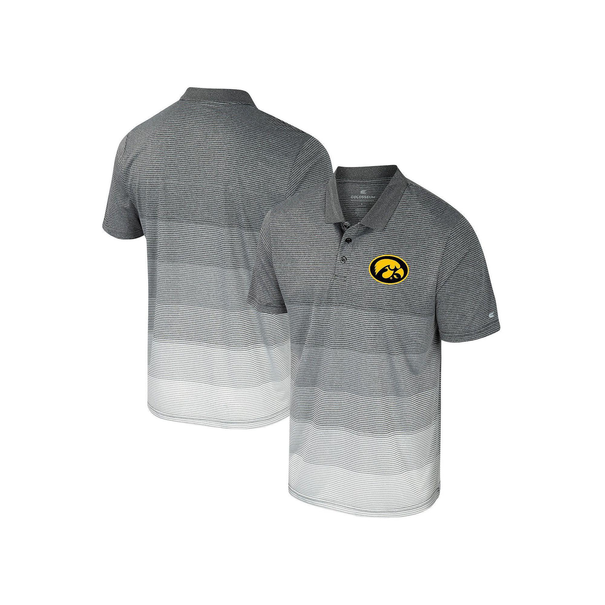 Men's Colosseum Gray Iowa Hawkeyes Striped Mesh Polo, Size: XL, Grey Product Image