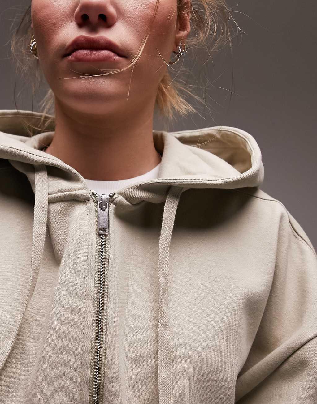 Topshop premium extreme oversized zip up hoodie in sage Product Image