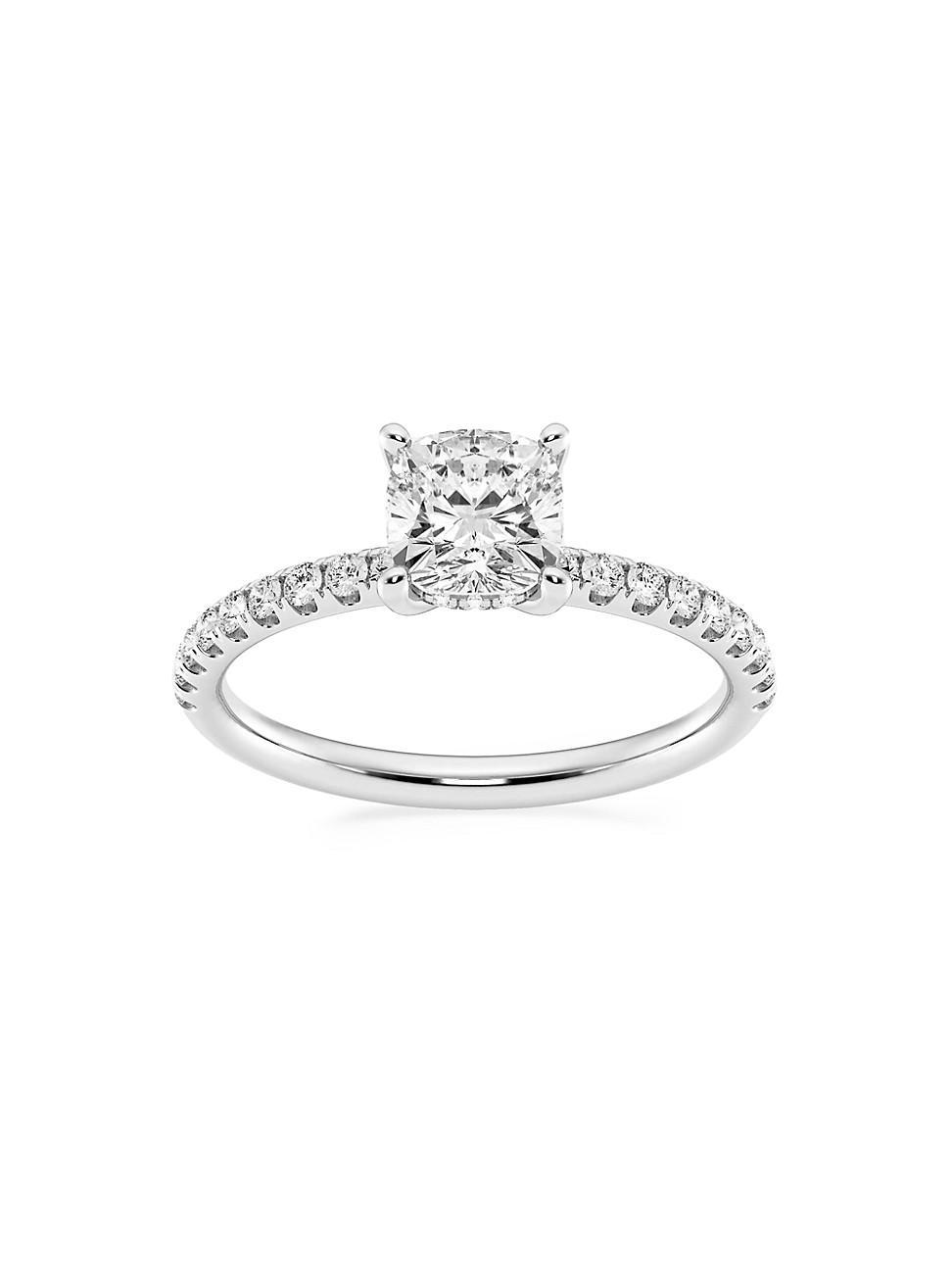 Womens 14K White Gold & Cushion-Cut Lab-Grown Diamond Hidden Halo Ring/0.80-3.41 TCW Product Image