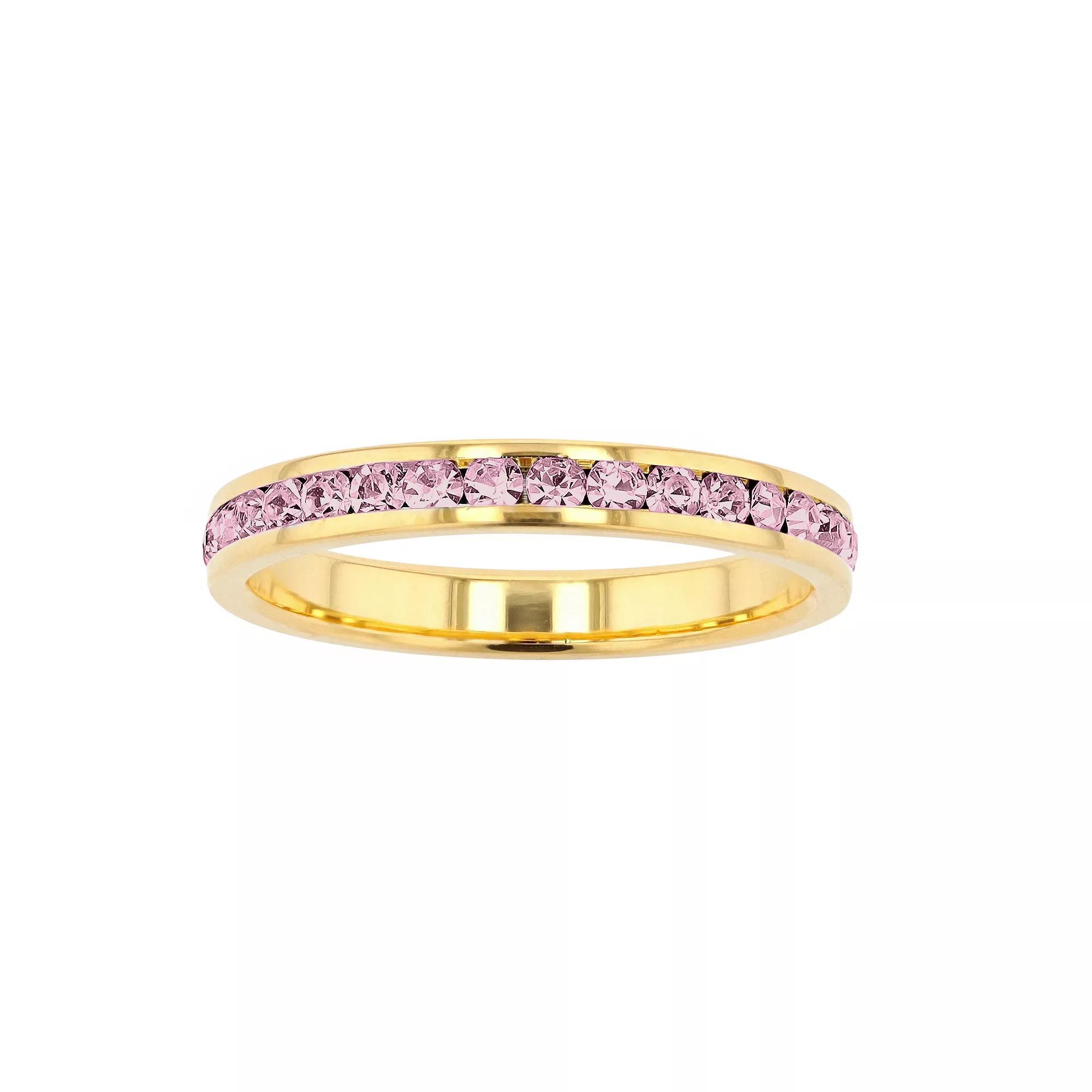 Traditions Jewelry Company 18k Gold Over Silver Birthstone Crystal Eternity Ring, Womens 18k Gold Plated Feb Product Image