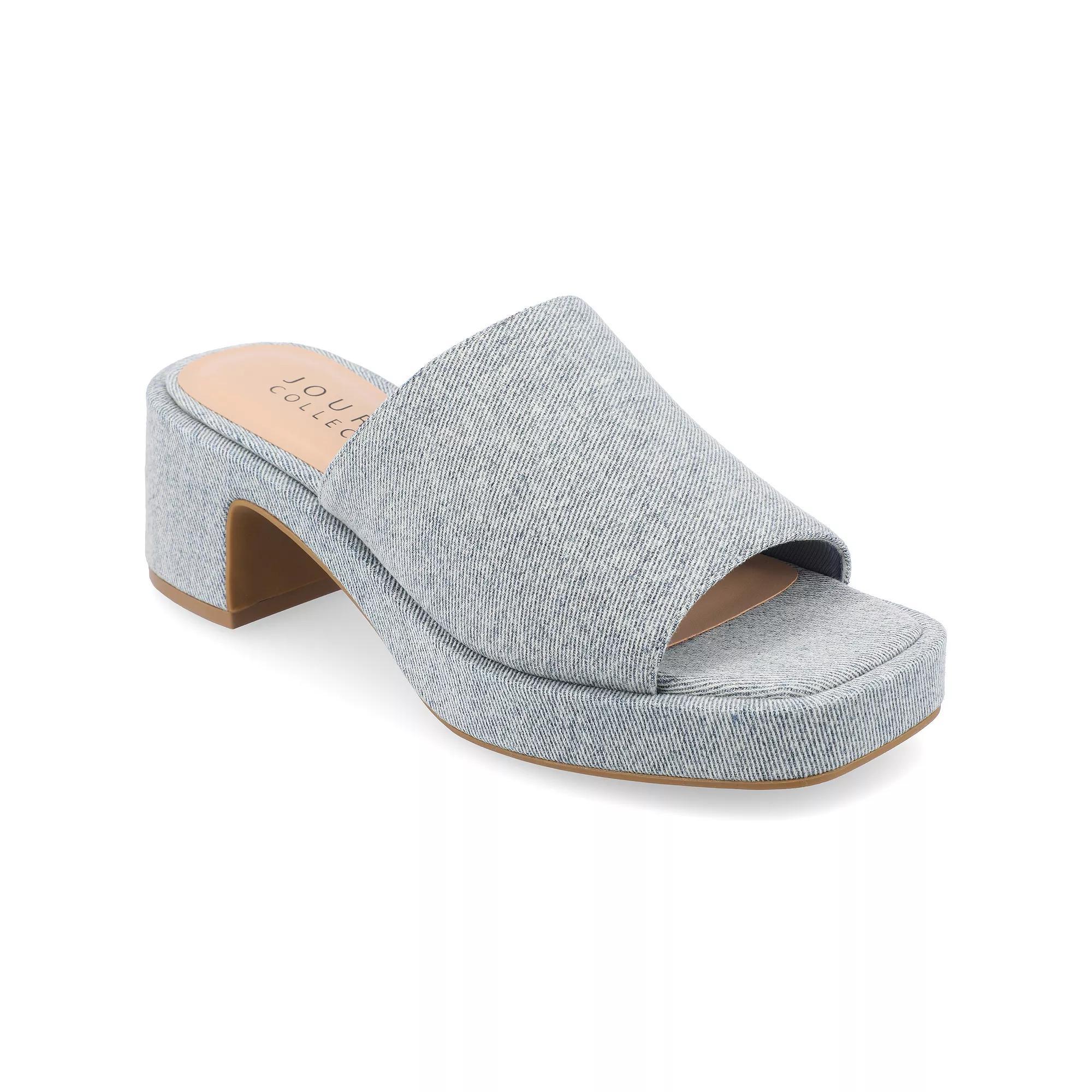 Journee Bessa Women's Tru Comfort Foam Slip On Platform Sandals, Size: 11, Light Blue Product Image