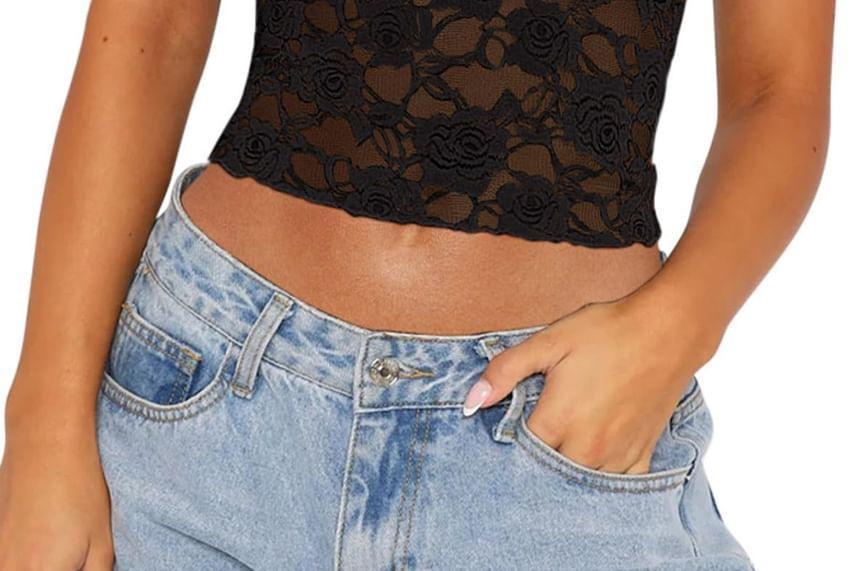 Floral Lace Crop Cami Top Product Image