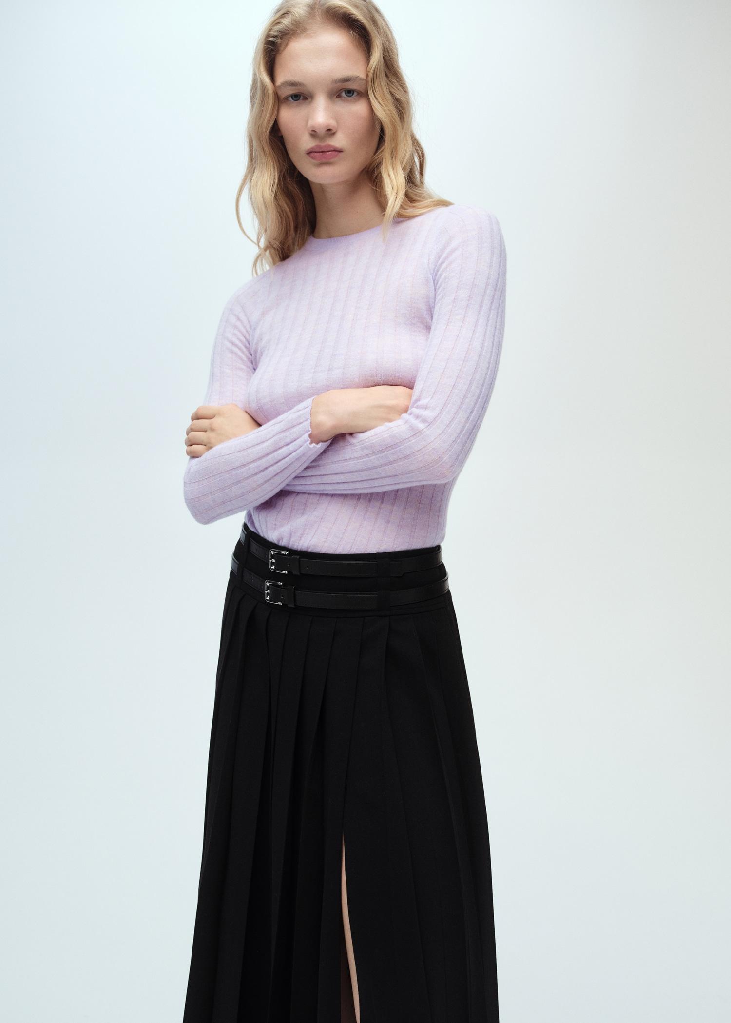 Ribbed round-neck sweater - Women | MANGO USA Product Image