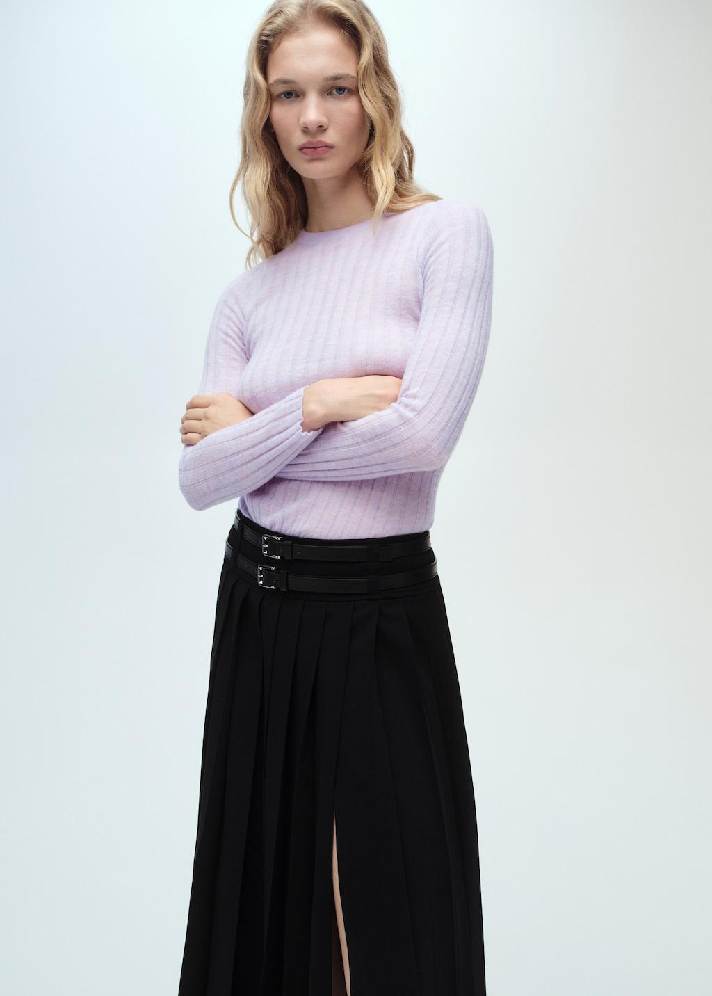 Ribbed round-neck sweater - Women | MANGO USA Product Image