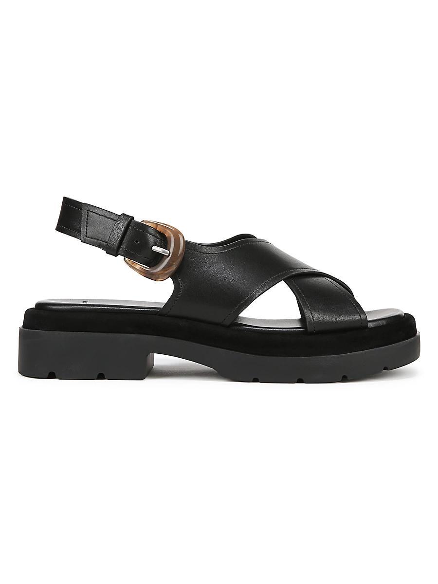 Womens Helena Leather Lug-Sole Sandal, Black, Size 8.5 Vince Product Image