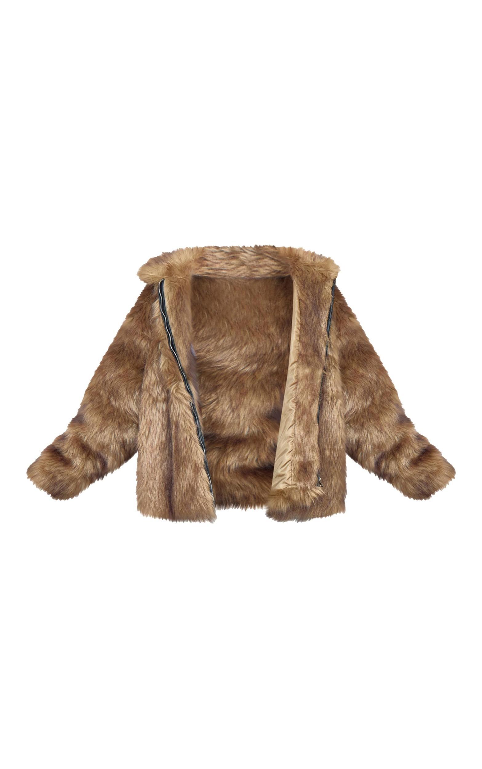 Plus Dark Brown Faux Fur Oversized Coat Product Image