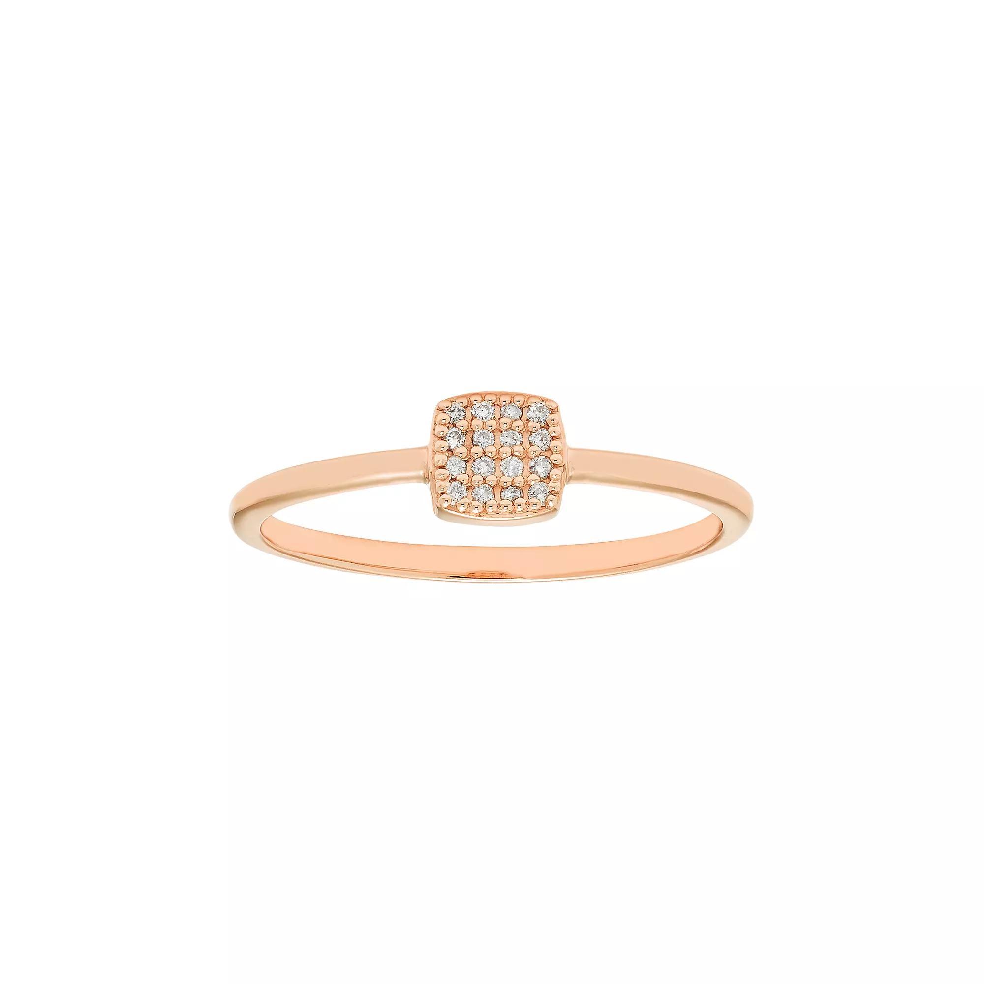 10k Gold Diamond Accent Cushion Ring, Womens White Product Image