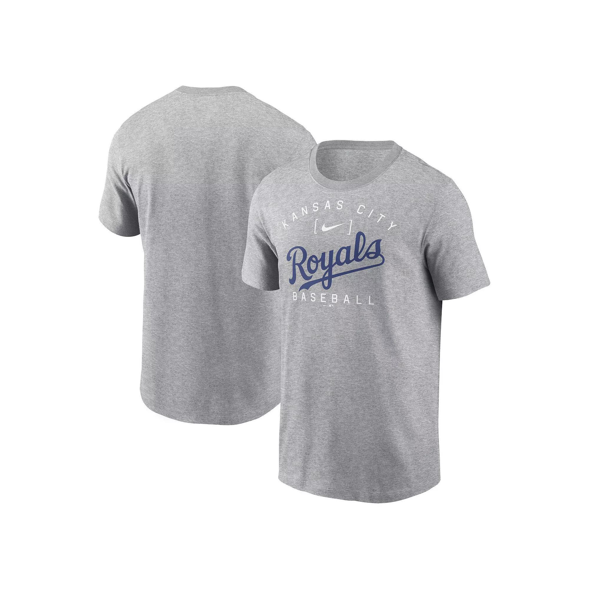 Men's Nike Heather Gray Kansas City Royals Home Team Athletic Arch T-Shirt, Size: 2XL, Grey Product Image