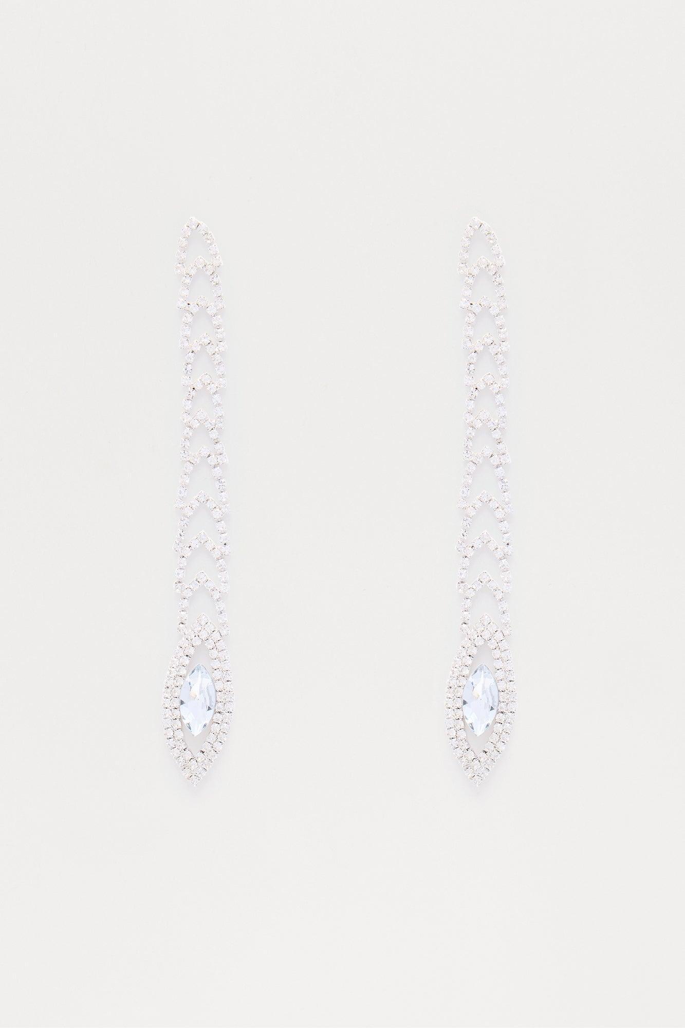 Out Shine You Rhinestone Drop Earrings - Silver Female Product Image
