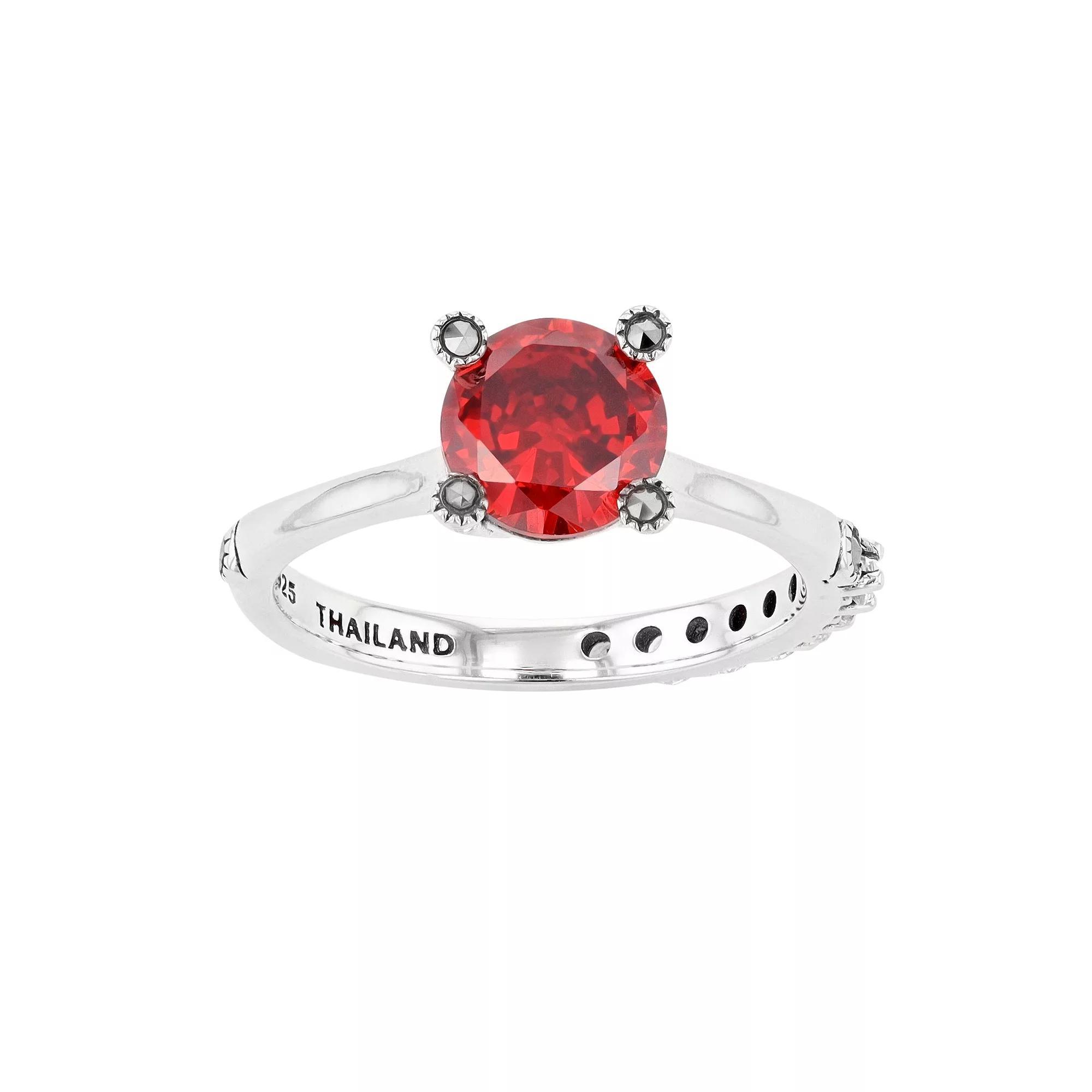 Lavish by TJM Sterling Silver Garnet Cubic Zirconia & Marcasite Ring, Women's, Size: 6 Product Image