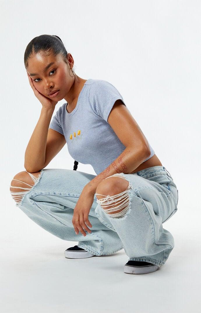 Womens Eco Light Indigo Ripped Parker Extreme Baggy Jeans Product Image