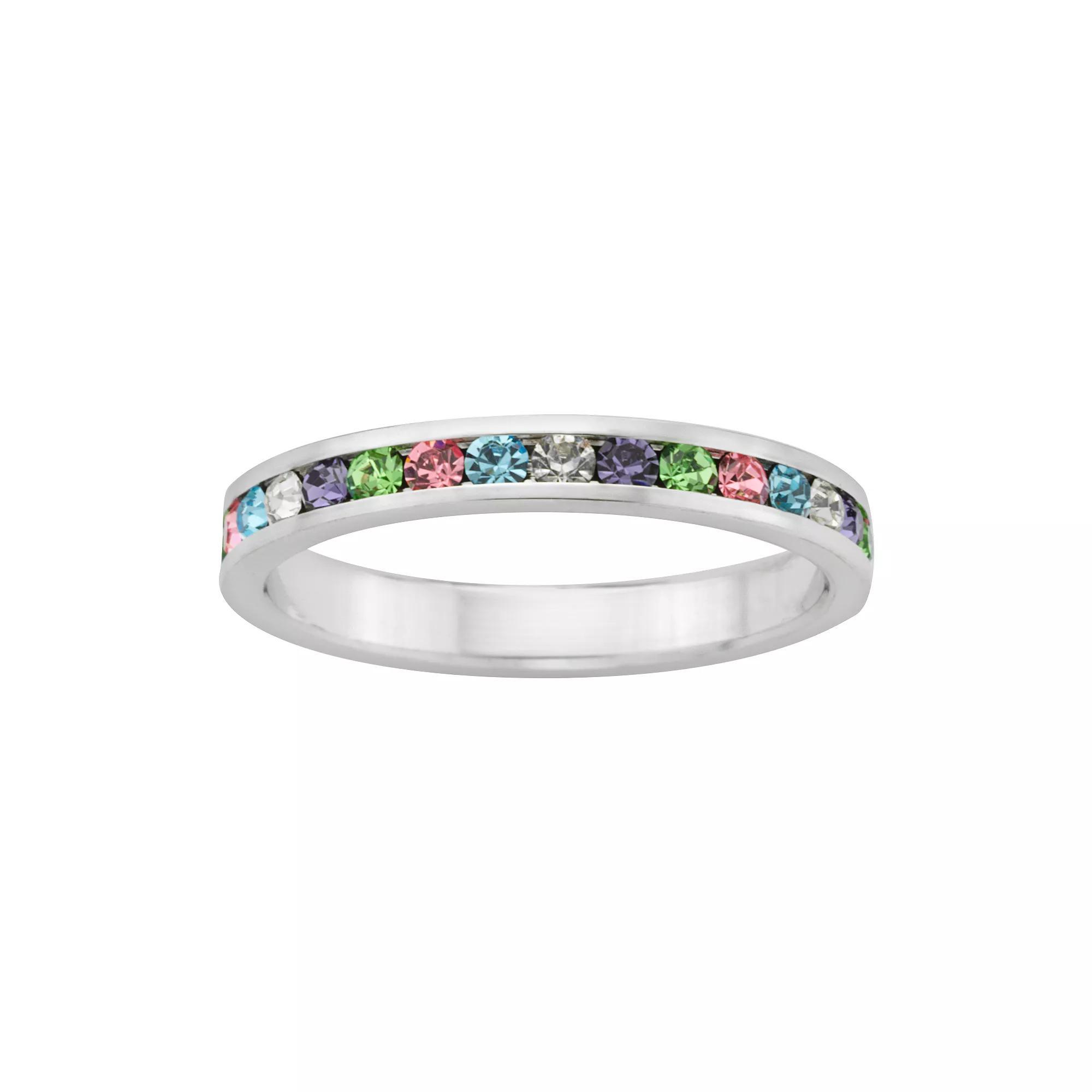 Sterling Silver Crystal Eternity Ring, Womens Product Image