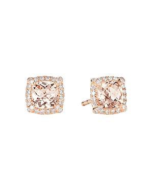 David Yurman Petite Chatelaine Pave Bezel Stud Earrings in 18K Rose Gold with Morganite Product Image