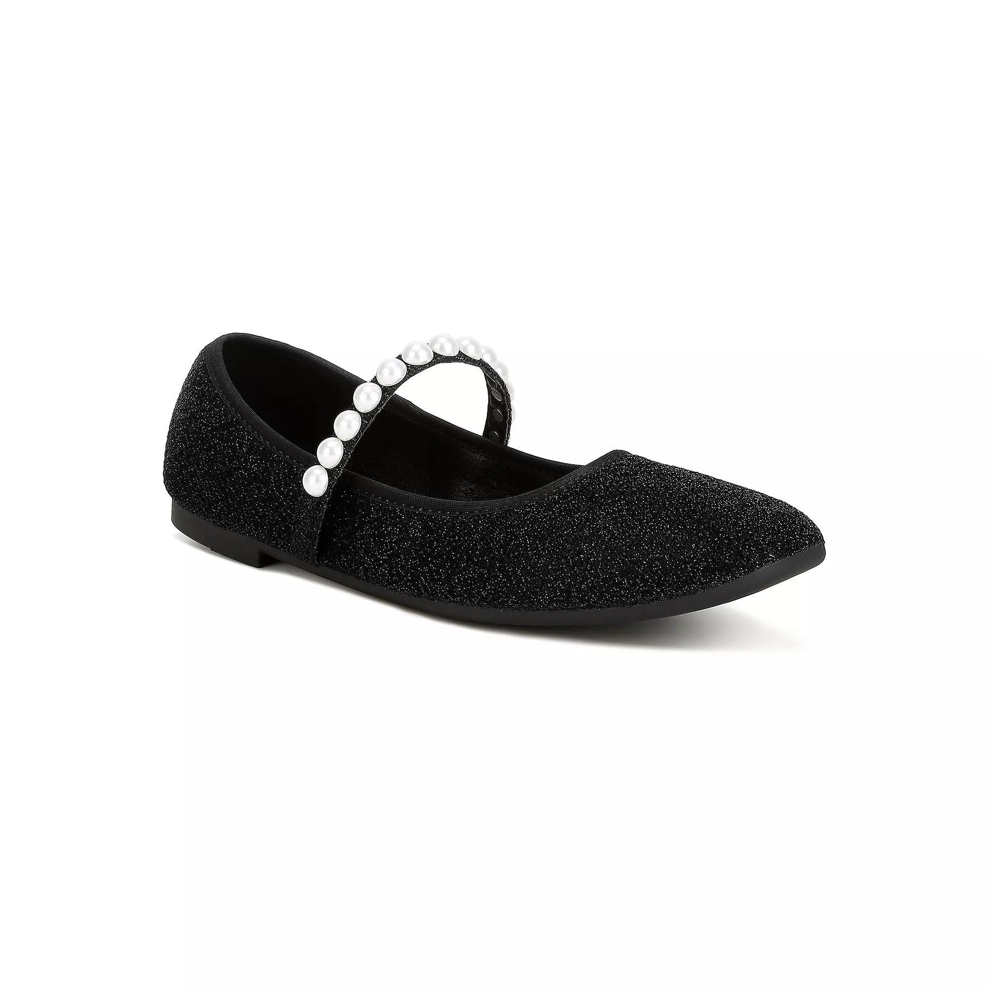 London Rag Corphee Pearl Strap Glitter Womens Ballerinas Product Image