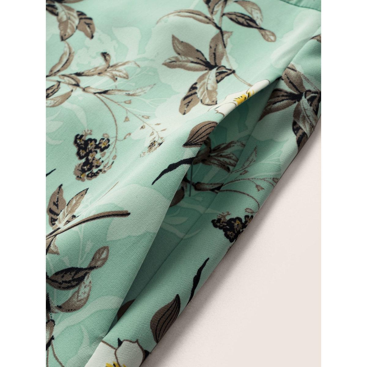 Plus Size Floral Print Square Neck Pocket Tank Dress Mint Women Elegant Non Square Neck Sleeveless Curvy Midi Dress BloomChic 18-20/2X Product Image