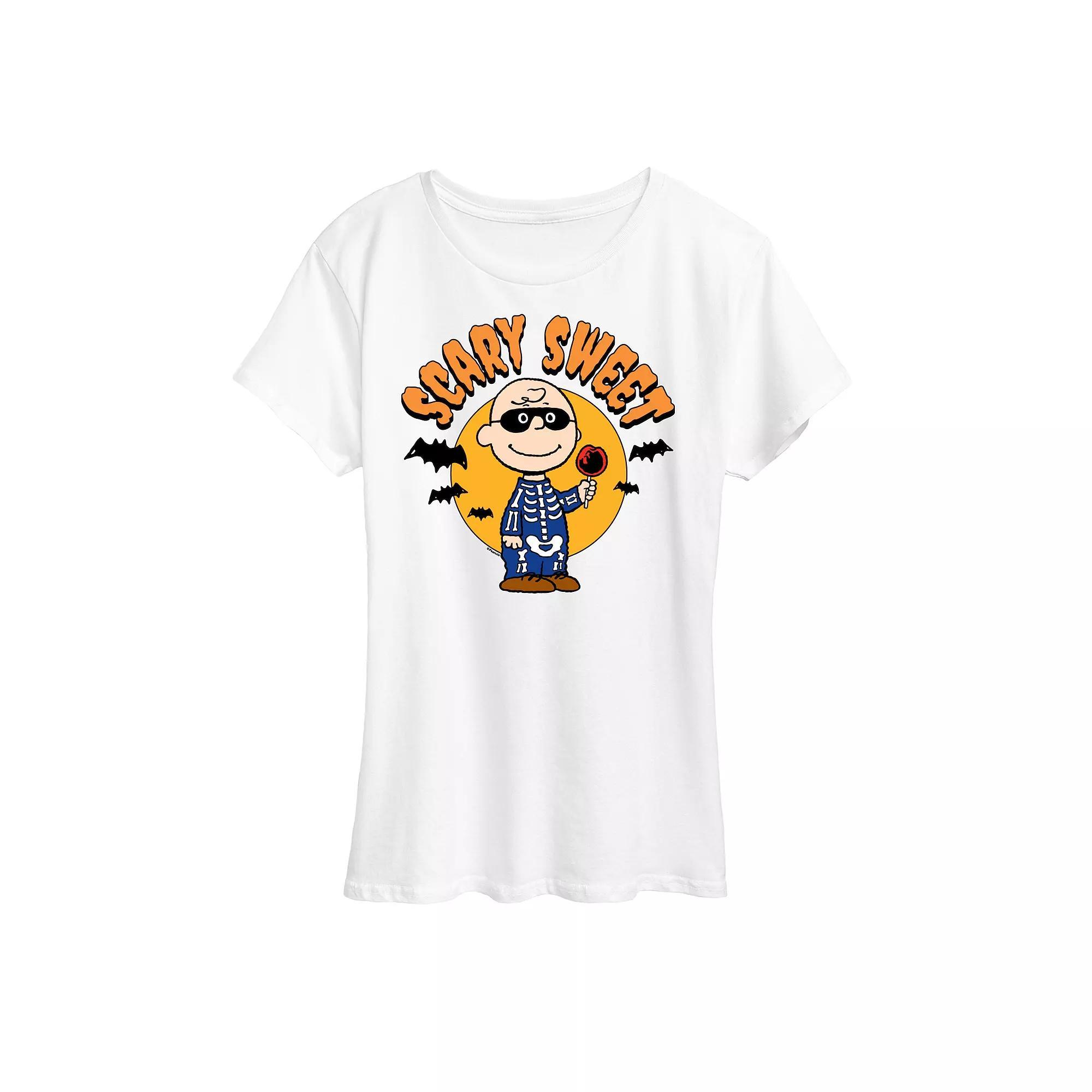 Womens Peanuts Charlie Brown Scary Sweet Graphic Tee Product Image