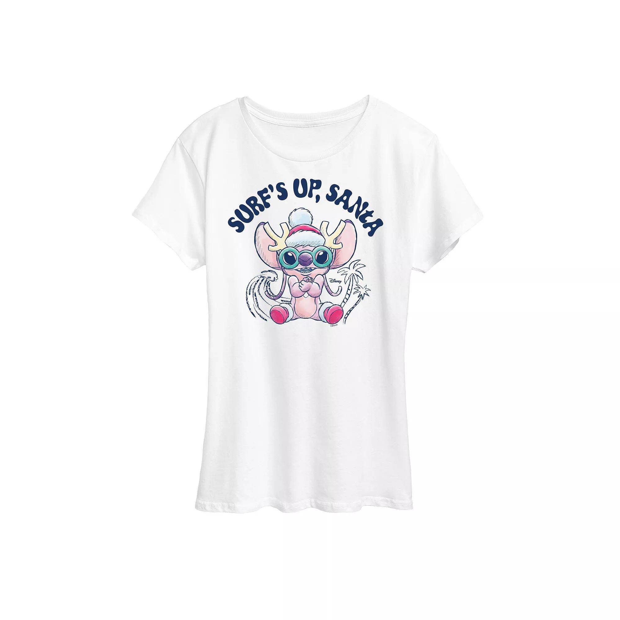 Disneys Lilo and Stitch Womens Surfs Up Santa Graphic Tee Product Image
