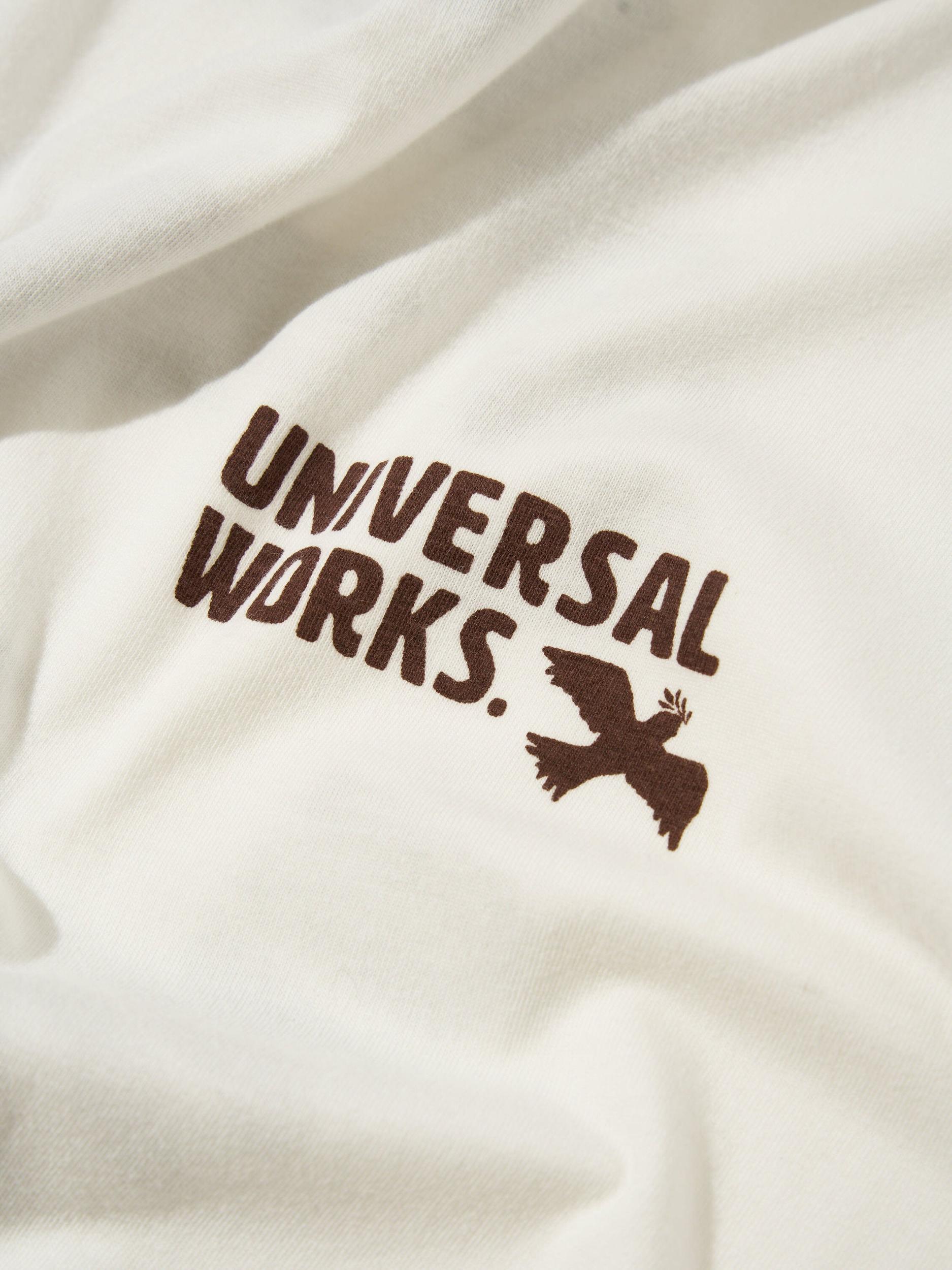Universal Works 'Peace, Love & Soul' Print Tee in Ecru Single Jersey Product Image