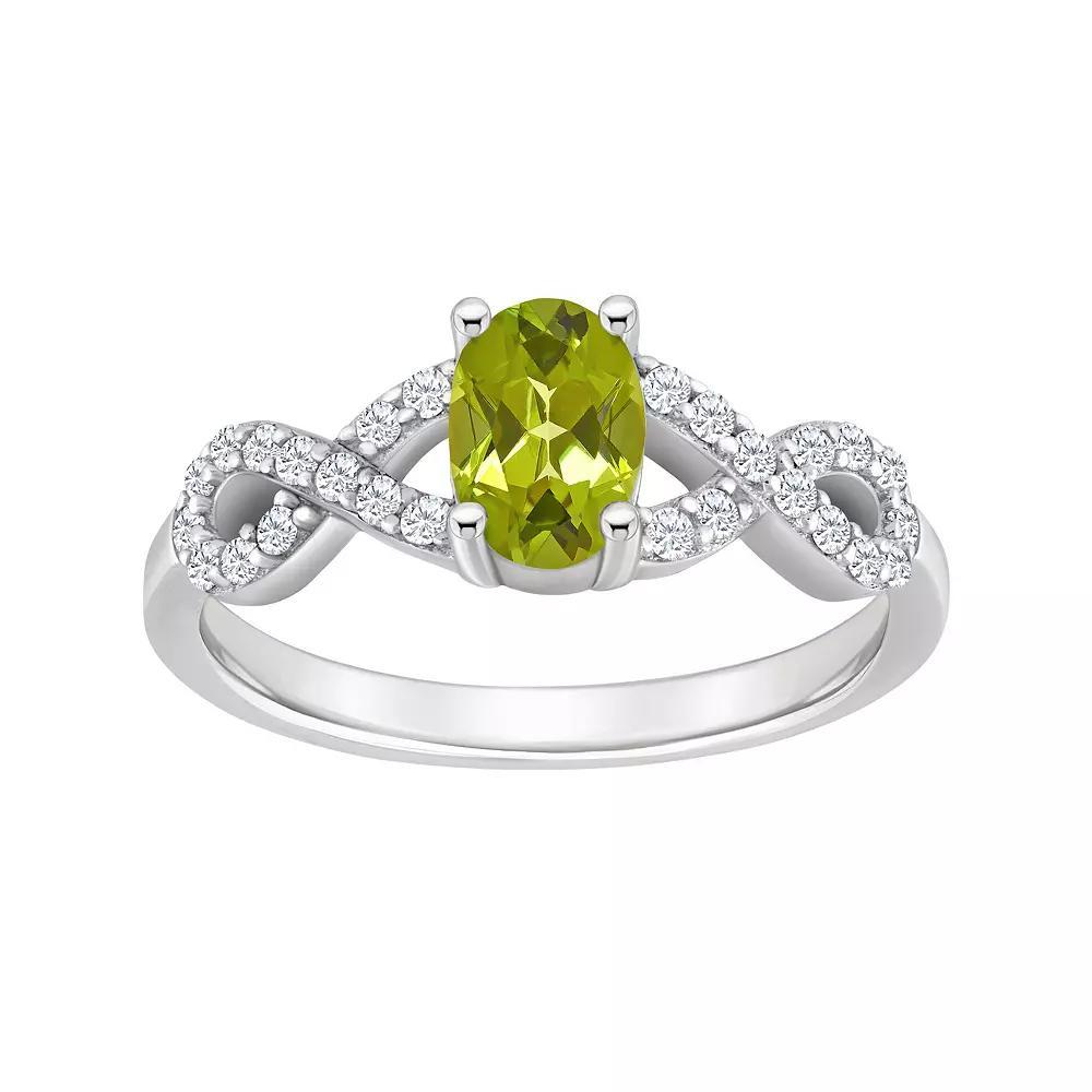 Celebration Gems Sterling Silver Peridot & White Topaz Accent Ring, Women's, Size: 6 Product Image
