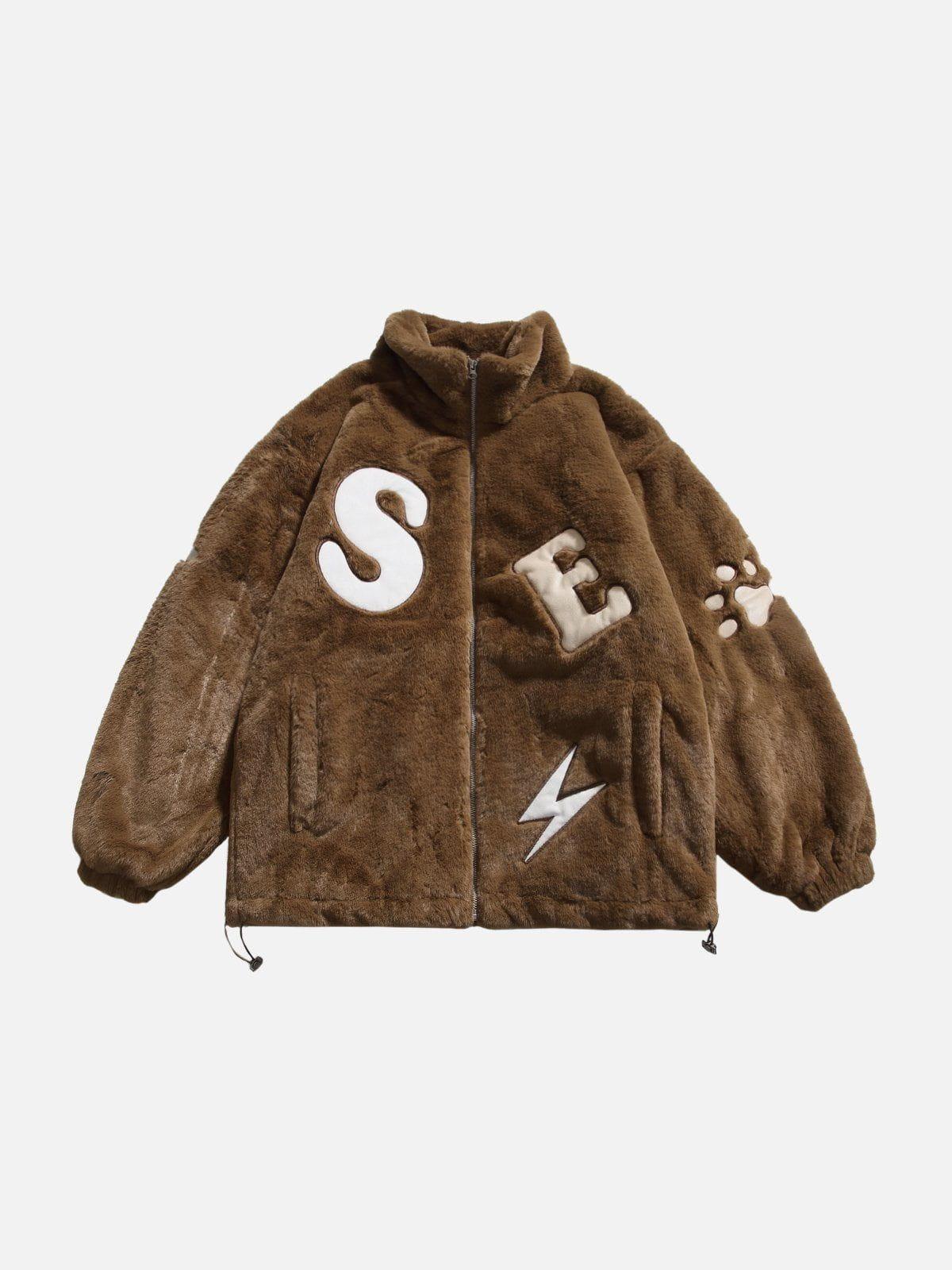 Aelfric Eden Embroidery Patchwork Sherpa Coat Product Image