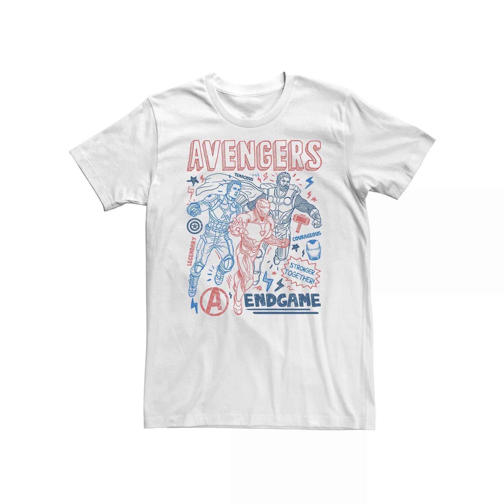 Big & Tall Marvel Avengers Endgame Doodle Collage Logo Tee, Men's, Size: 4XLT, Athletic Grey Product Image