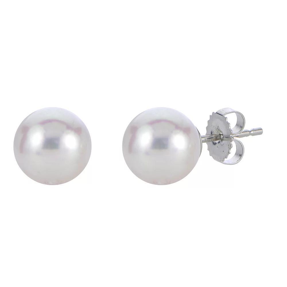 18k White Gold AAA Akoya Cultured Pearl Stud Earrings, Womens Product Image