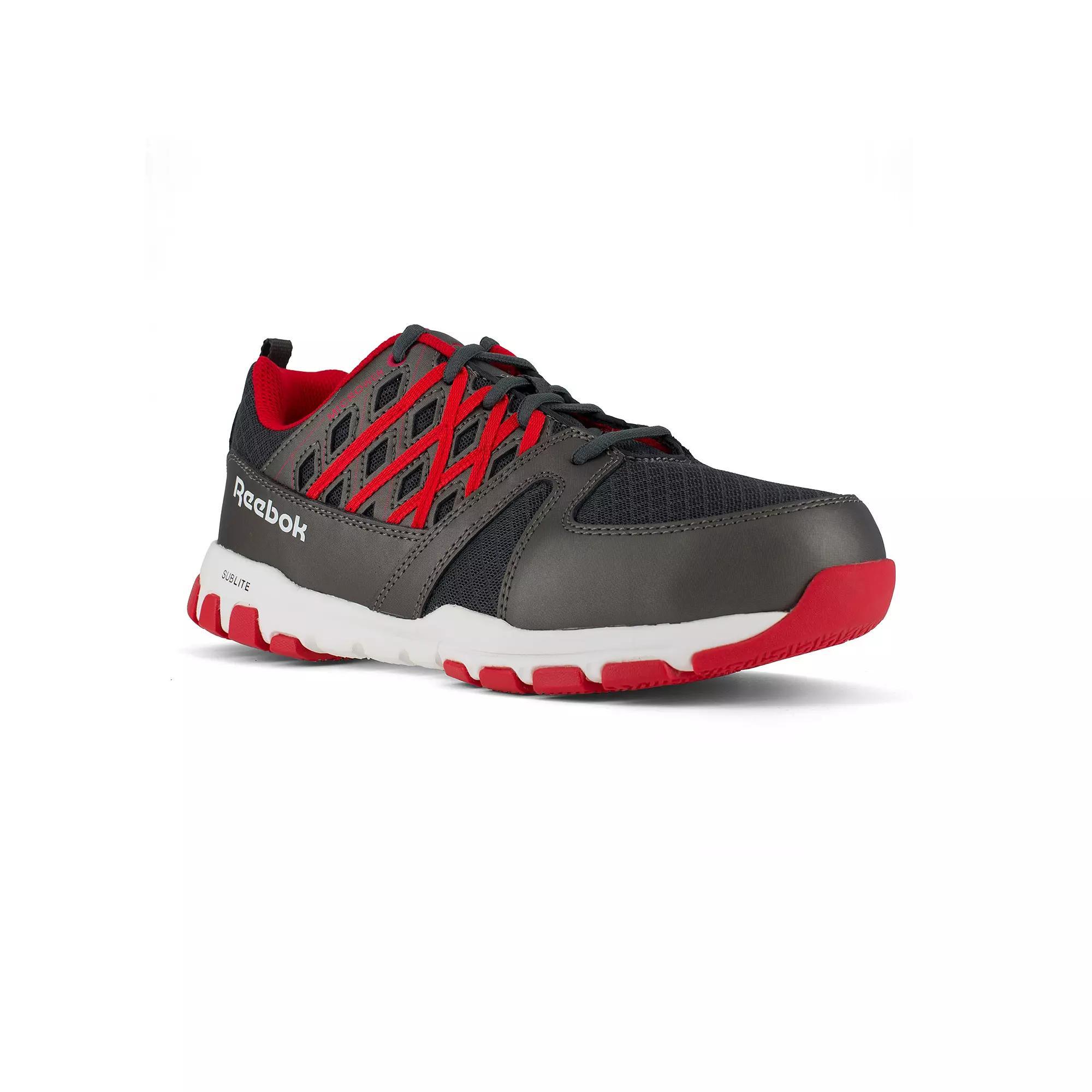 Reebok Work Sublite Work Men's Steel-Toe Shoes, Size: 8 Wide, Gray Red Product Image