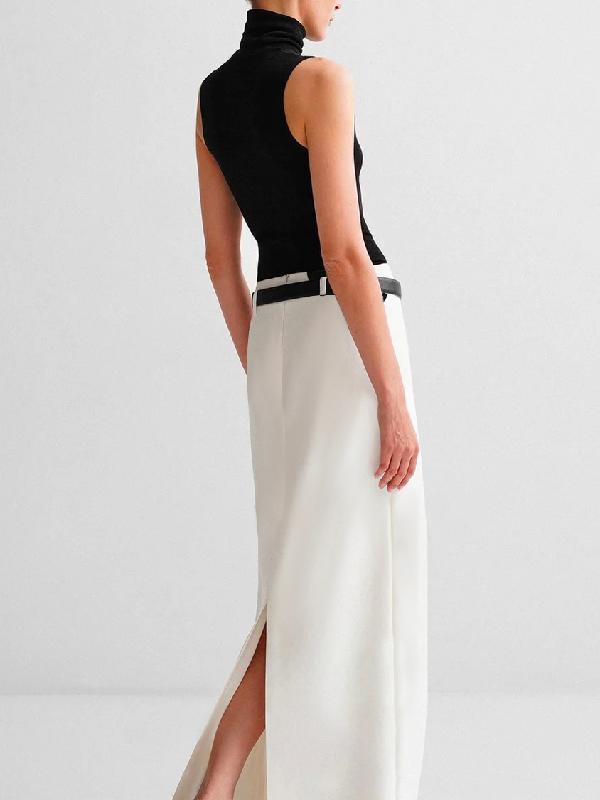 Solid Color Split-Back Skirts Bottoms Product Image