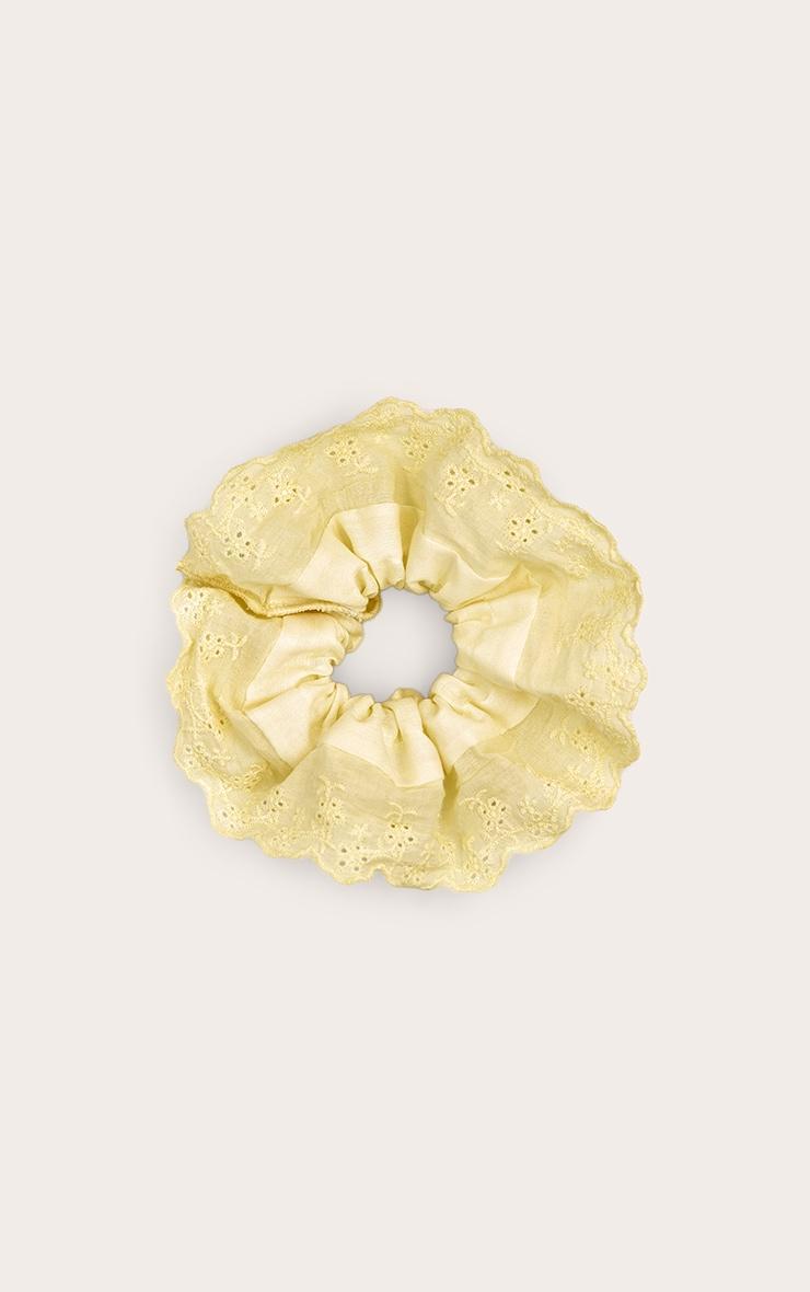 Butter Yellow Floral Broidery Anglaise Scrunchie Product Image