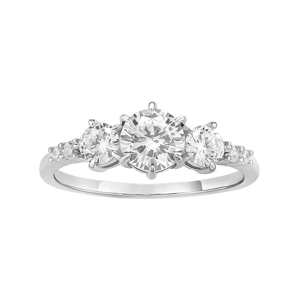 PRIMROSE Sterling Silver Triple Graduated Cubic Zirconia Ring, Women's, Size: 7, Sterling Clear Product Image