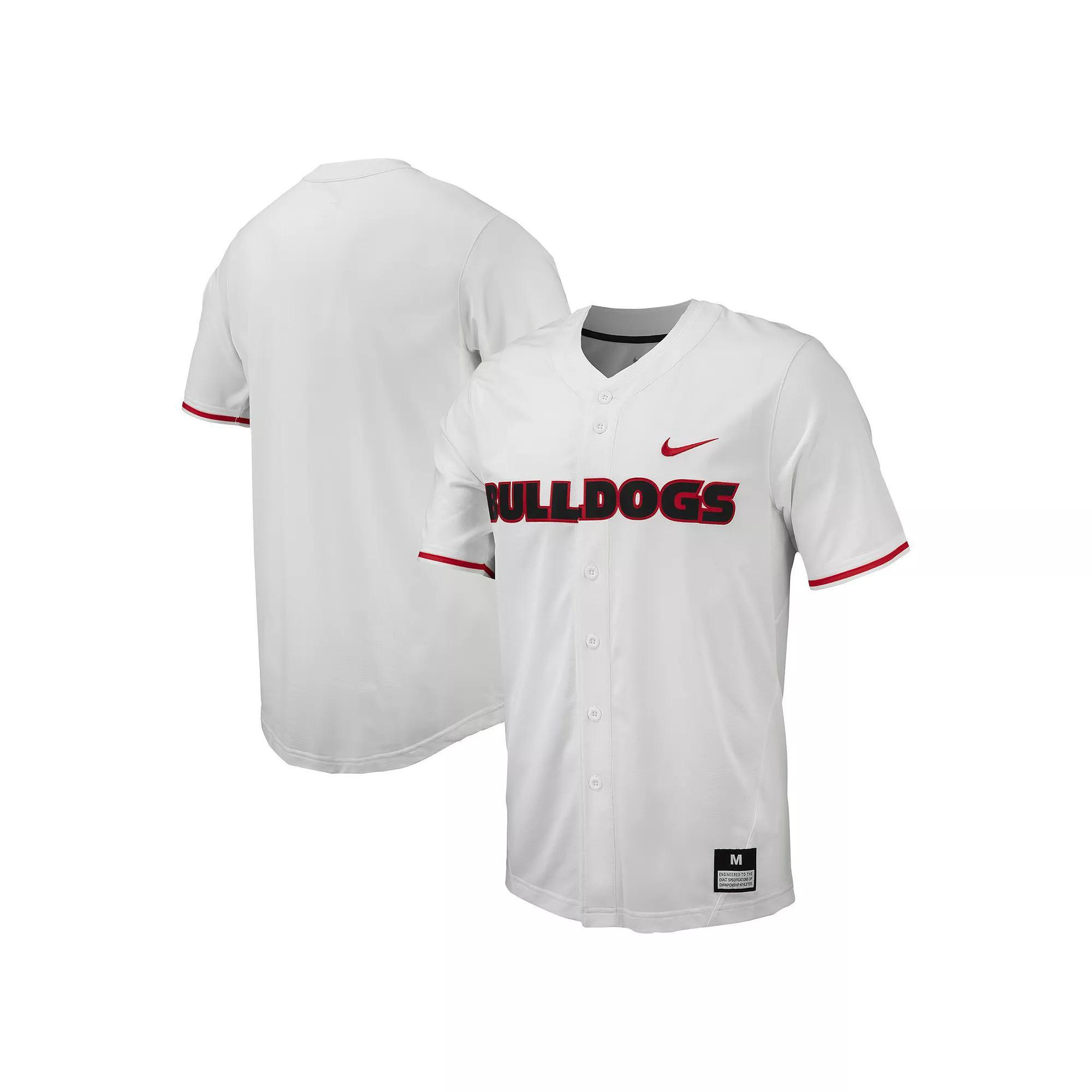 Men's Nike White Georgia Bulldogs Replica Full-Button Baseball Jersey, Size: Medium Product Image