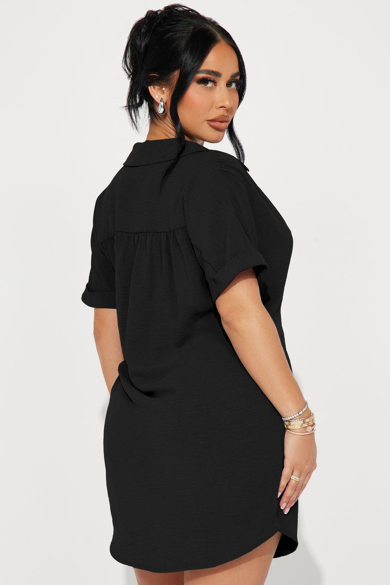 Amelia Mini Shirt Dress - Black Product Image