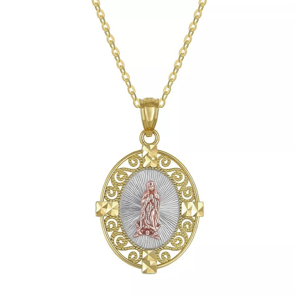 Forever 14K Guadalupe Medal Pendant Necklace, Women's, Size: 18", 14k Two Tone Product Image