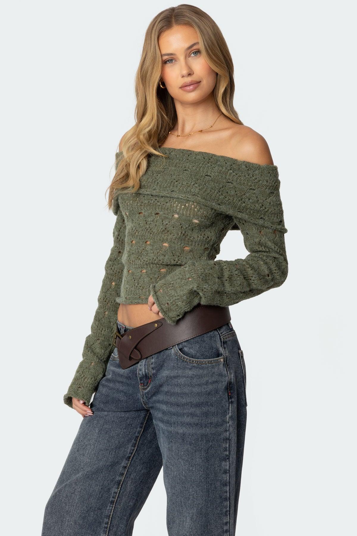 Kenna Fold Over Knit Top Product Image