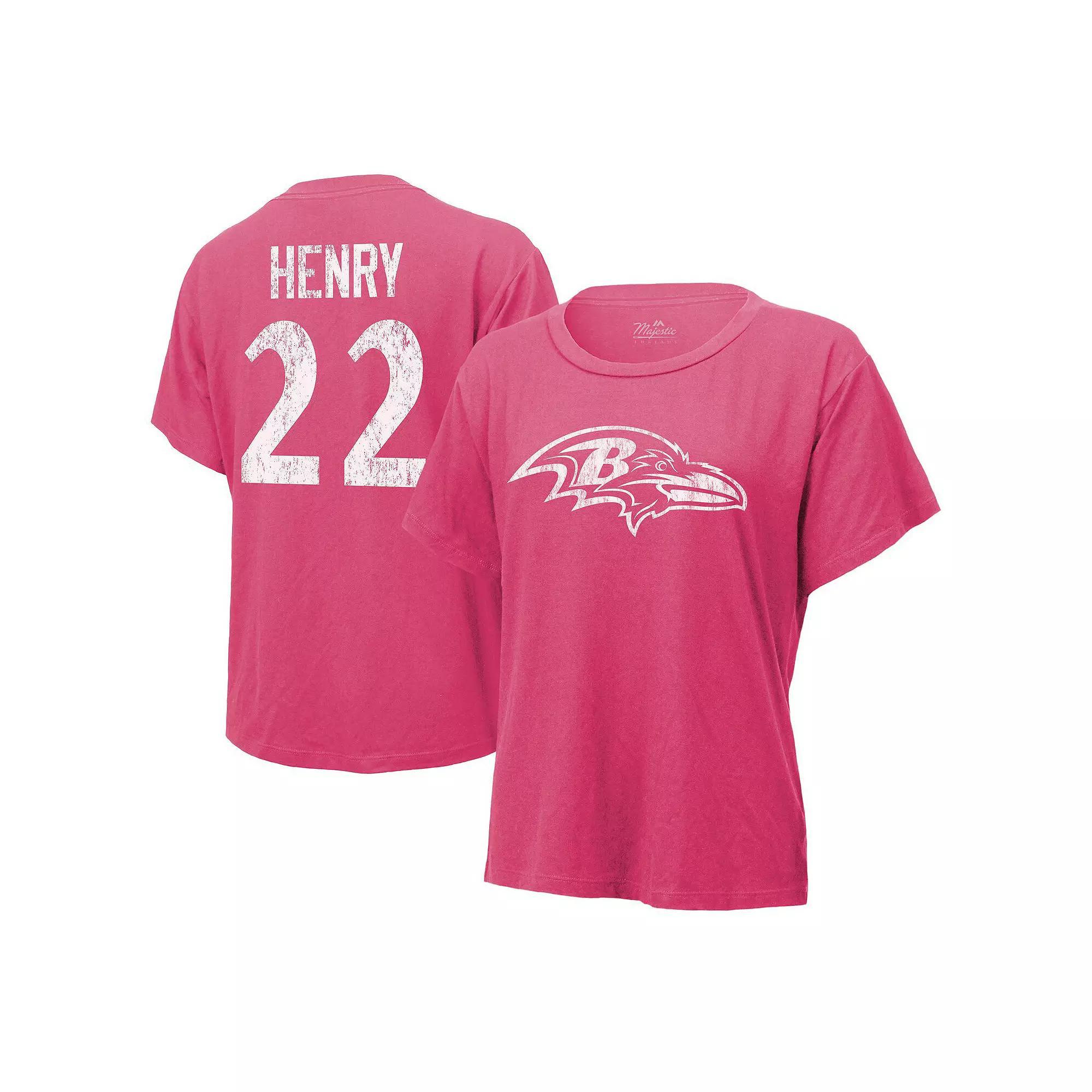 Women's Majestic Threads Derrick Henry Pink Baltimore Ravens Name & Number T-Shirt, Size: Large Product Image