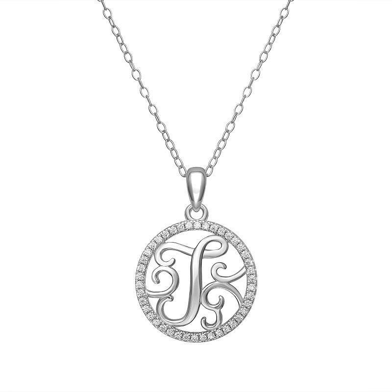 PRIMROSE Sterling Silver Cubic Zirconia Initial Pendant Necklace, Women's, Size: 18" Product Image