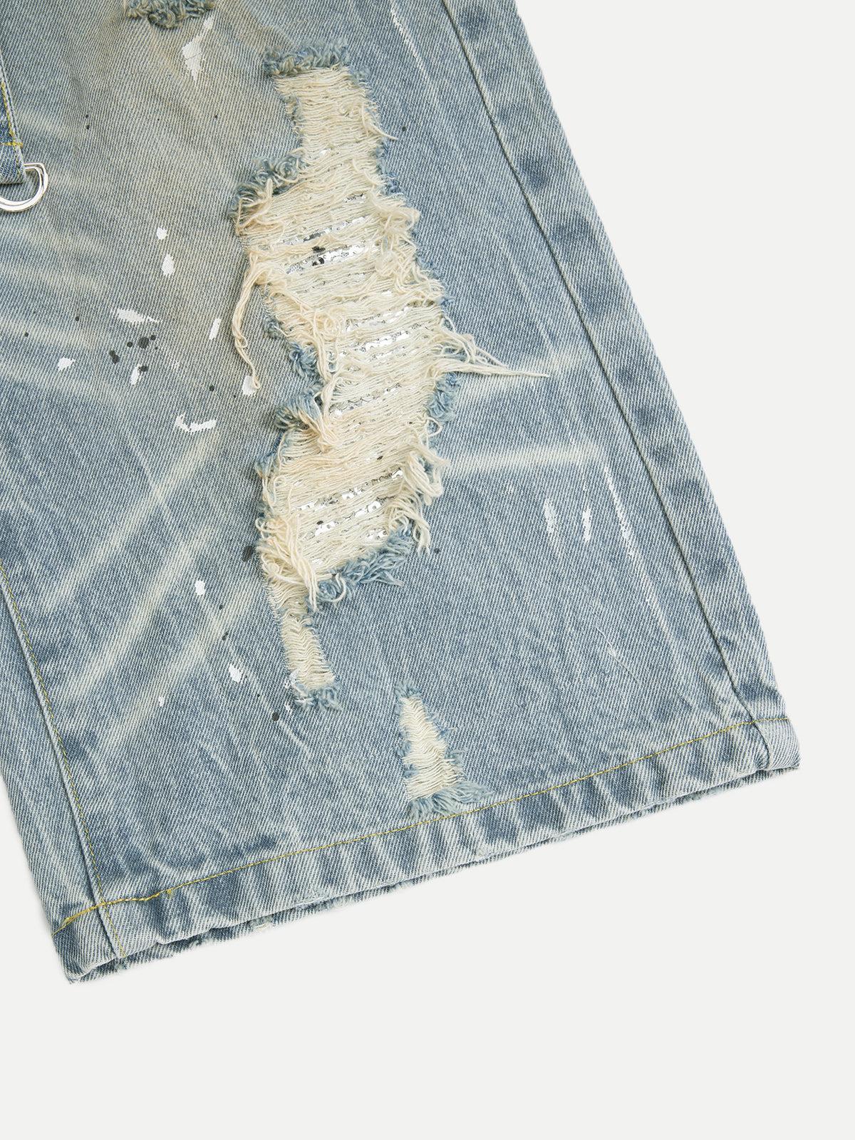 Aelfric Eden Splash Ink Distressed Longline Jorts Product Image