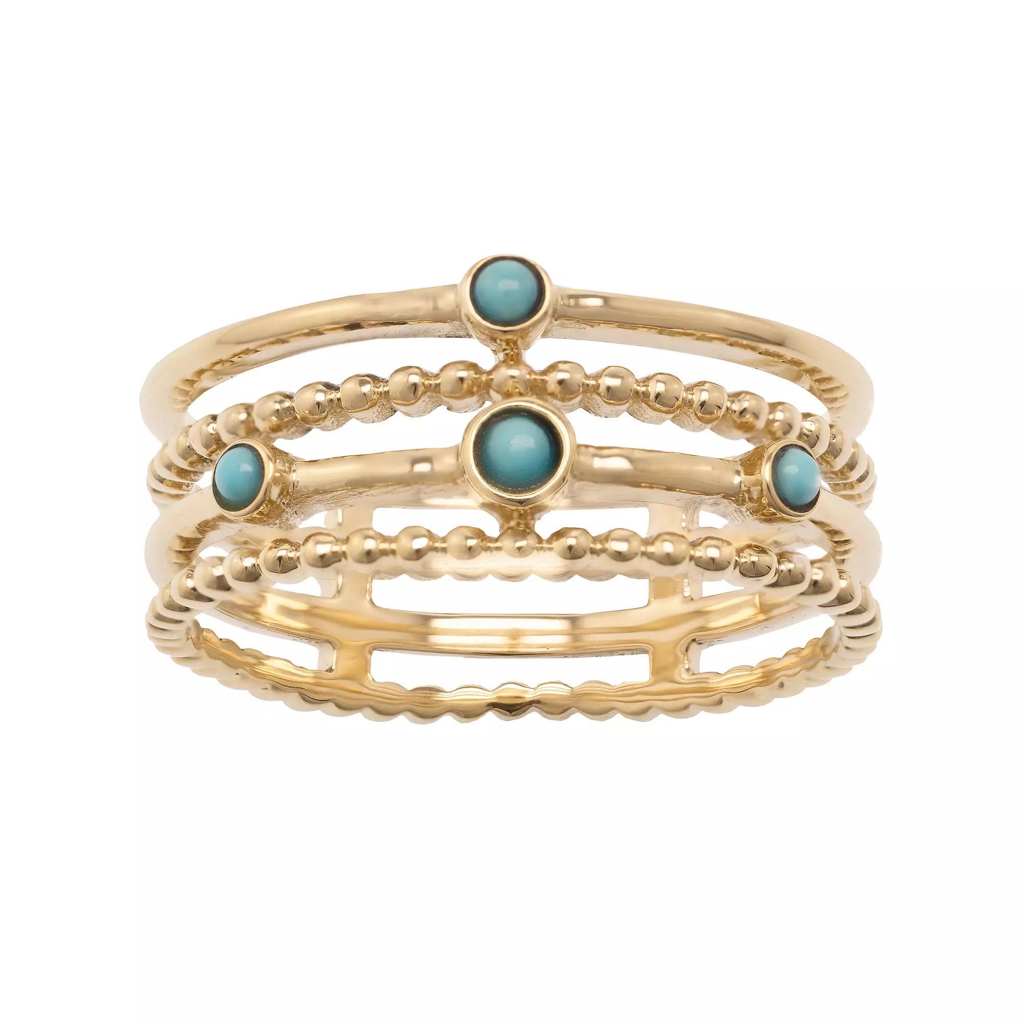 Gemistry 14k Gold Turquoise Stack Ring, Women's, Size: 9 Product Image