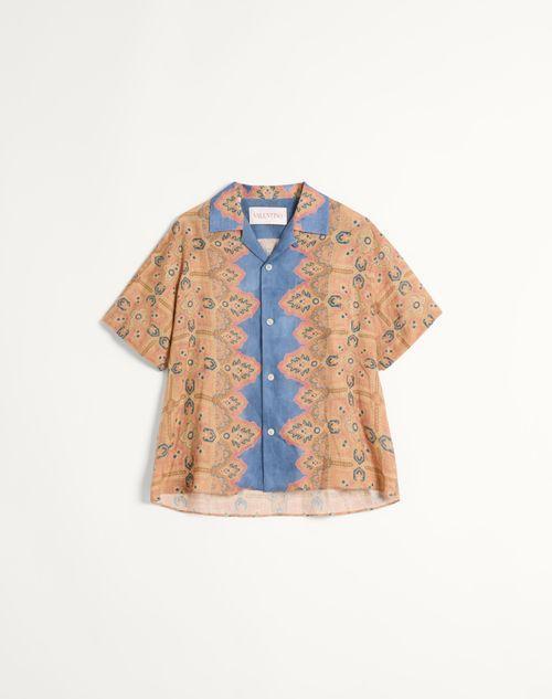 LINEN BOWLING SHIRT WITH VOYAGE IMAGINAIRE PRINT Product Image