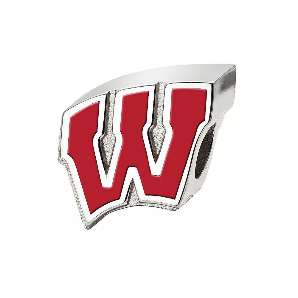 LogoArt Sterling Silver Wisconsin Badgers Enameled Logo Bead, Women's Product Image