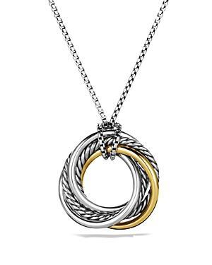 Womens Crossover Pendant Necklace in Sterling Silver with 14K Yellow Gold, 28mm Product Image