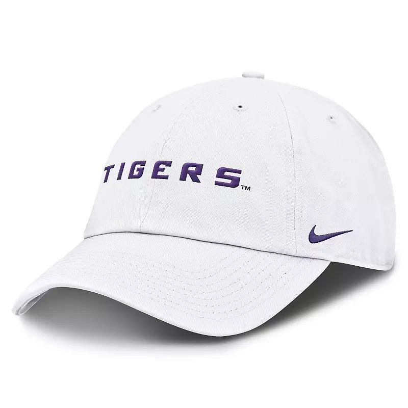 Men's Nike White LSU Tigers Core Club Mascot Wordmark Adjustable Hat Product Image