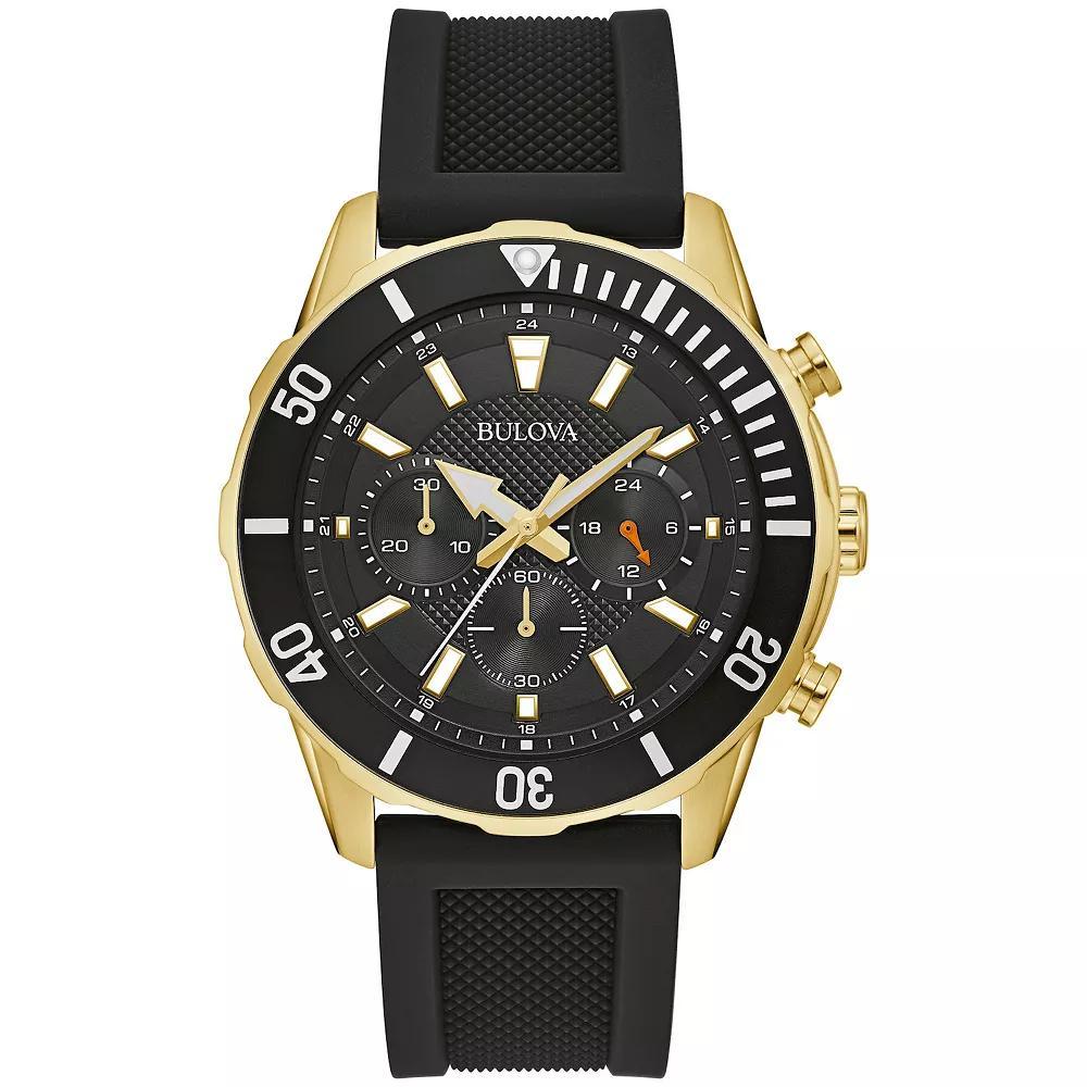 Bulova Men's Chronograph Black Strap Watch - 98A270, Size: 9" Product Image